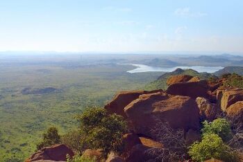 View from a koppie (hill) looking  towards Bospoort Dam, North-east of Rustenburg, North West
